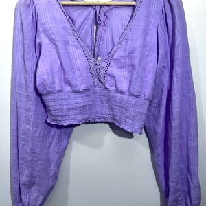 Lavender Lace Trim Women's Top